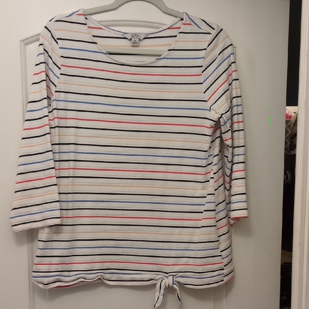 Croft & Barrow White Striped Long Sleeve Top